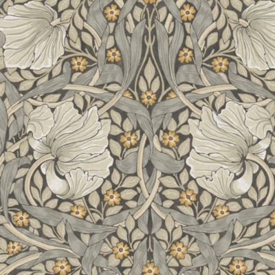 Papier peint intissé Pimpernel navy imprimé fleurs beige L.1000 x l.52cm William Morris