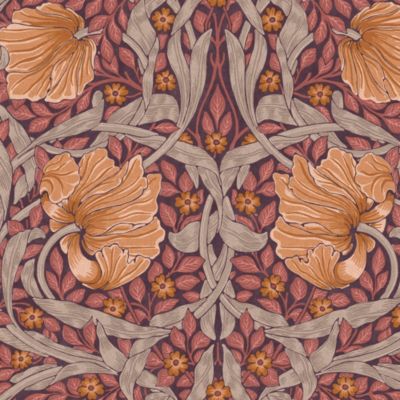 Papier peint intissé Pimpernel plum orange, violet L.1000 x l.52cm William Morris