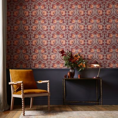 Papier peint intissé Pimpernel plum orange, violet L.1000 x l.52cm William Morris