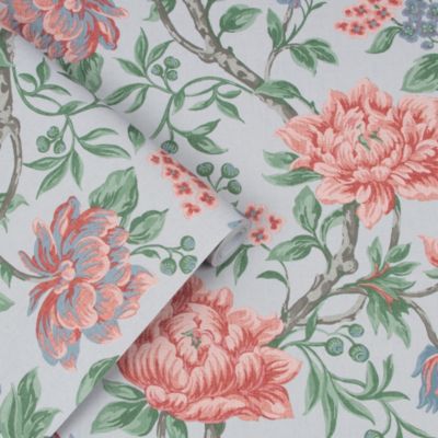 Papier peint intissé Tapestry floral imprimé fleurs et branchages gris L.1000 x l.52cm Laura Ashley