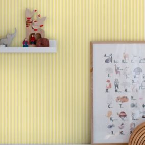 Papier peint intissé Ticking stripe imprimé rayures jaune L.1000 x l.52cm Joules