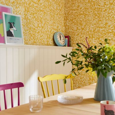 Papier peint intissé Twilight ditsy imprimé feuillage jaune ocre L.1000 x l.52cm Joules
