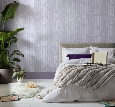Papier peint intissé Ups N downs imprimé design graphique violet L.1000 x l.52cm Envy
