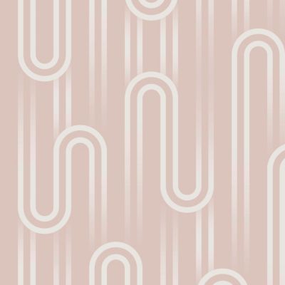 Papier peint intissé Ups N downs peach imprimé design graphique rose L.1000 x l.52cm Envy