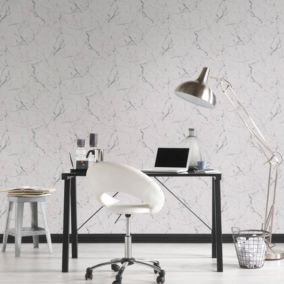 Papier peint marbre lisse (10mx 0.53 m - Blanc)
