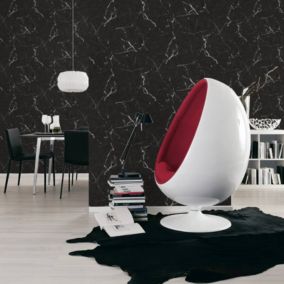 Papier peint marbre lisse (10mx 0.53 m - Noir)