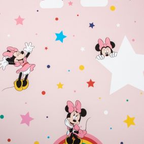 Papier peint Minnie Arc en ciel Disney L.1000 x l.53cm rose
