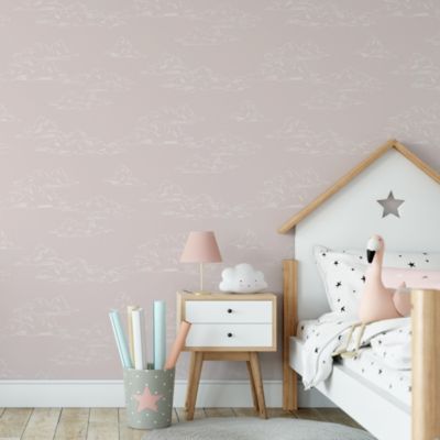 Papier peint Nuages Vintage L.1000 x l.53cm rose