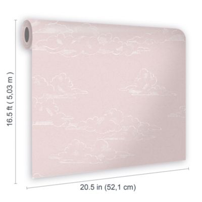Papier peint Nuages Vintage L.1000 x l.53cm rose