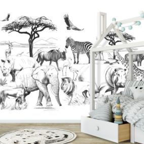 Papier Peint Panoramique Animaux Noir - 99DECO - L336xH270cm