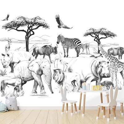 Papier Peint Panoramique Animaux Noir - 99DECO - L336xH270cm