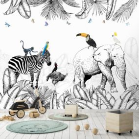 Papier Peint Panoramique Animaux Noir - 99DECO - L336xH270cm