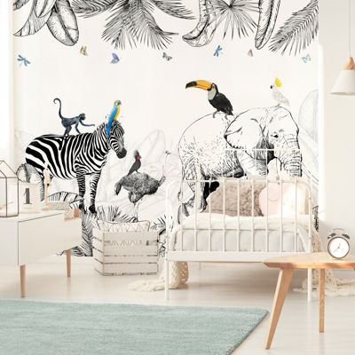 Papier Peint Panoramique Animaux Noir - 99DECO - L336xH270cm