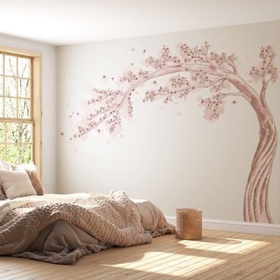 Papier Peint Panoramique Arbre Japonais Rose - 99DECO - L336xH270cm