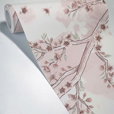 Papier Peint Panoramique Arbre Japonais Rose - 99DECO - L336xH270cm