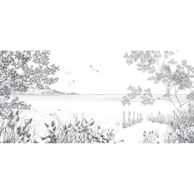 Papier peint panoramique Côtes Sauvages Noir et blanc 375x250cm