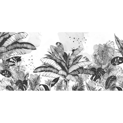 Papier peint panoramique Dans la jungle Noir et blanc 150x250cm