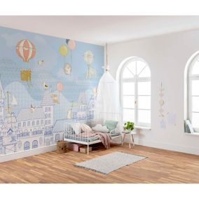 Papier Peint Adhésif Enfant Panoramique Jungle Animaux Garçon Fille 368x254  cm - Colle Inclus - Chambre Enfant- Moderne