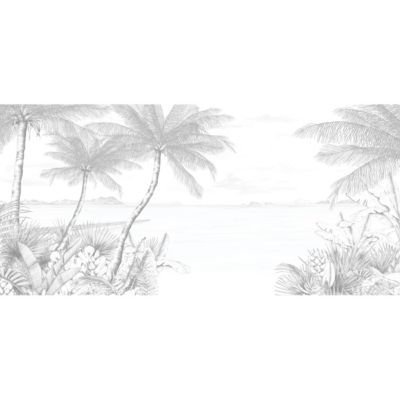 Papier peint panoramique Echappée Tropicale Gris 150x250cm