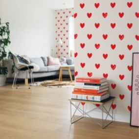 Papier peint panoramique enfant Amour Coeur Rouge 150x250cm