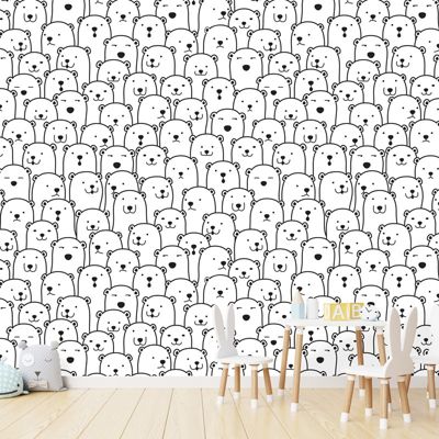 Papier Peint Panoramique Enfant Blanc - 99DECO - L240xH270cm