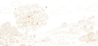 Papier peint panoramique enfant Cabane en plein air, Beige 150 x 250cm