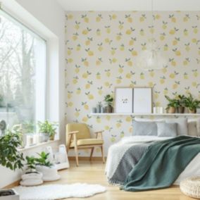 Papier peint panoramique enfant Citrons Jaune 525x250cm