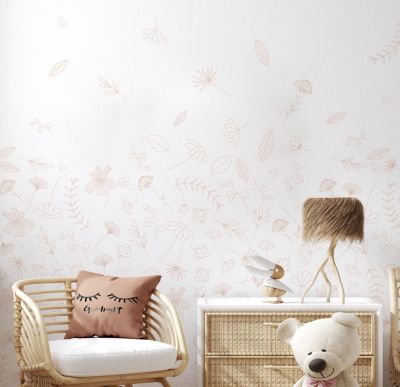 Papier peint panoramique enfant Danse des Feuilles, Beige 525 x 250cm