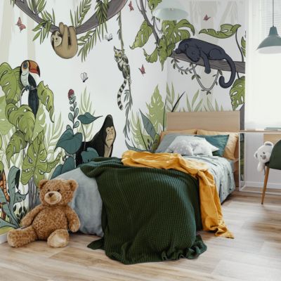 Papier peint panoramique enfant Jungle couleurs clair  170x250cm