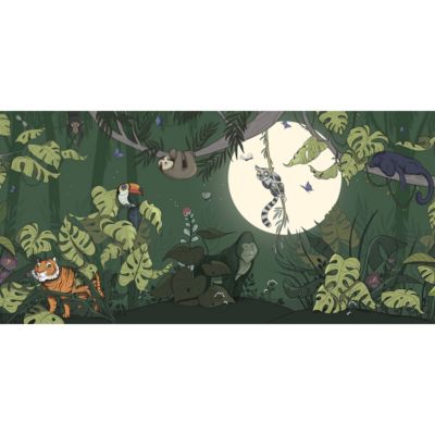 Papier peint panoramique enfant Jungle couleurs Vert 170x250cm