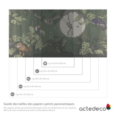 Papier peint panoramique enfant Jungle couleurs Vert 170x250cm