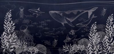 Papier peint panoramique enfant Océan, Bleu clair 225 x 250cm