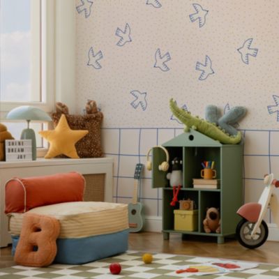 Papier peint panoramique enfant Oiseaux, Beige 150 x 250cm