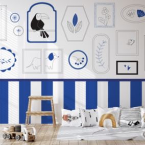 Papier peint panoramique enfant Petits Explorateurs Bleu 150x250cm