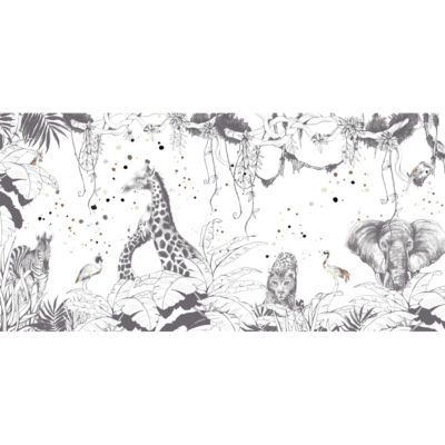 Papier peint panoramique enfant Scènes girafes Gris foncé 255x250cm