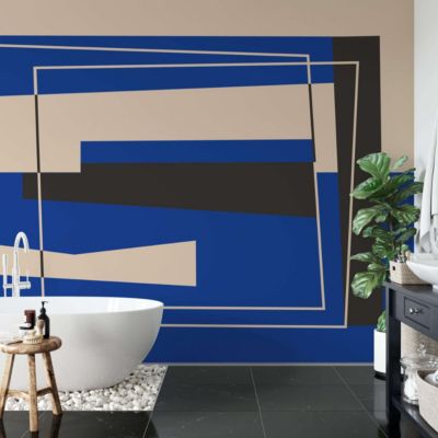 Papier peint panoramique et design illustant une oeuvre contemoraine bleu - 85x260 cm (l x h)