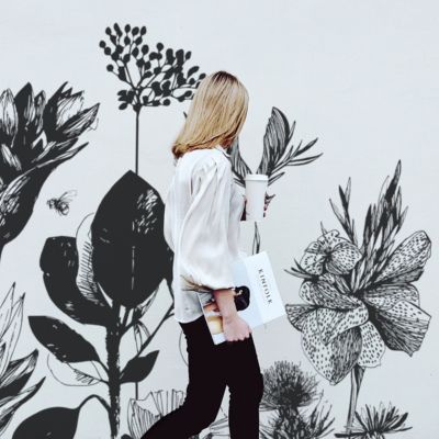 Papier peint panoramique Fleurs des Champs Noir et blanc 150x250cm