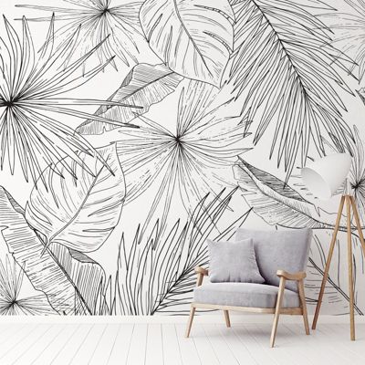 Papier Peint Panoramique Floral Noir - 99DECO - L336xH270cm