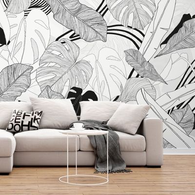 Papier Peint Panoramique Floral Noir - 99DECO - L336xH270cm