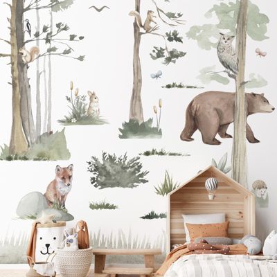 Papier Peint Panoramique Forêt Multicolore - 99DECO - L240xH270cm