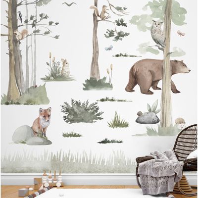 Papier Peint Panoramique Forêt Multicolore - 99DECO - L240xH270cm