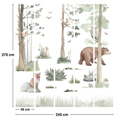 Papier Peint Panoramique Forêt Multicolore - 99DECO - L240xH270cm