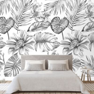 Papier peint panoramique GoodHome Kuaj noir et blanc L.280 x l.159 cm