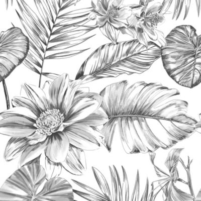 Papier peint panoramique GoodHome Kuaj noir et blanc L.280 x l.159 cm