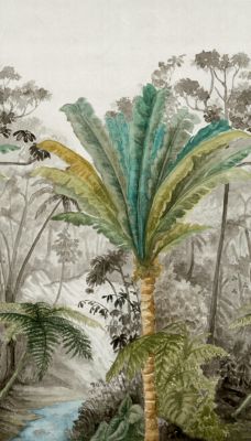 Papier peint panoramique Grandeco palmier noir et blanc L.280 x l.159 cm
