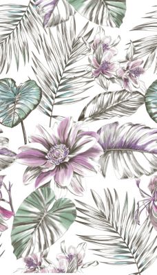 Papier peint panoramique Grandeco wild lillies lilas L.280 x l.159 cm