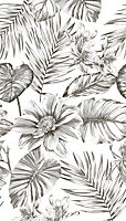 Papier peint panoramique Grandeco wild lillies noir et blanc L.280 x l.159 cm