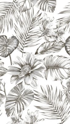 Papier peint panoramique Grandeco wild lillies noir et blanc L.280 x l.159 cm