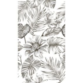 Papier peint panoramique Grandeco wild lillies noir et blanc L.280 x l.159 cm