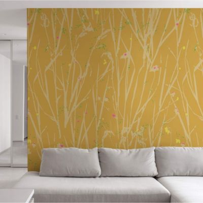 Papier peint panoramique Herbes folles Jaune 150x250cm